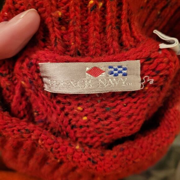 Vintage Red Speckled Knit Wool Turtle Neck Sweater Size L Nordic GrandmaCore - Picture 6 of 7